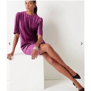 NEW! J. Jill Velvet Shift Dress Puff Sleeve Purple Cocktail Party Petite Size L
